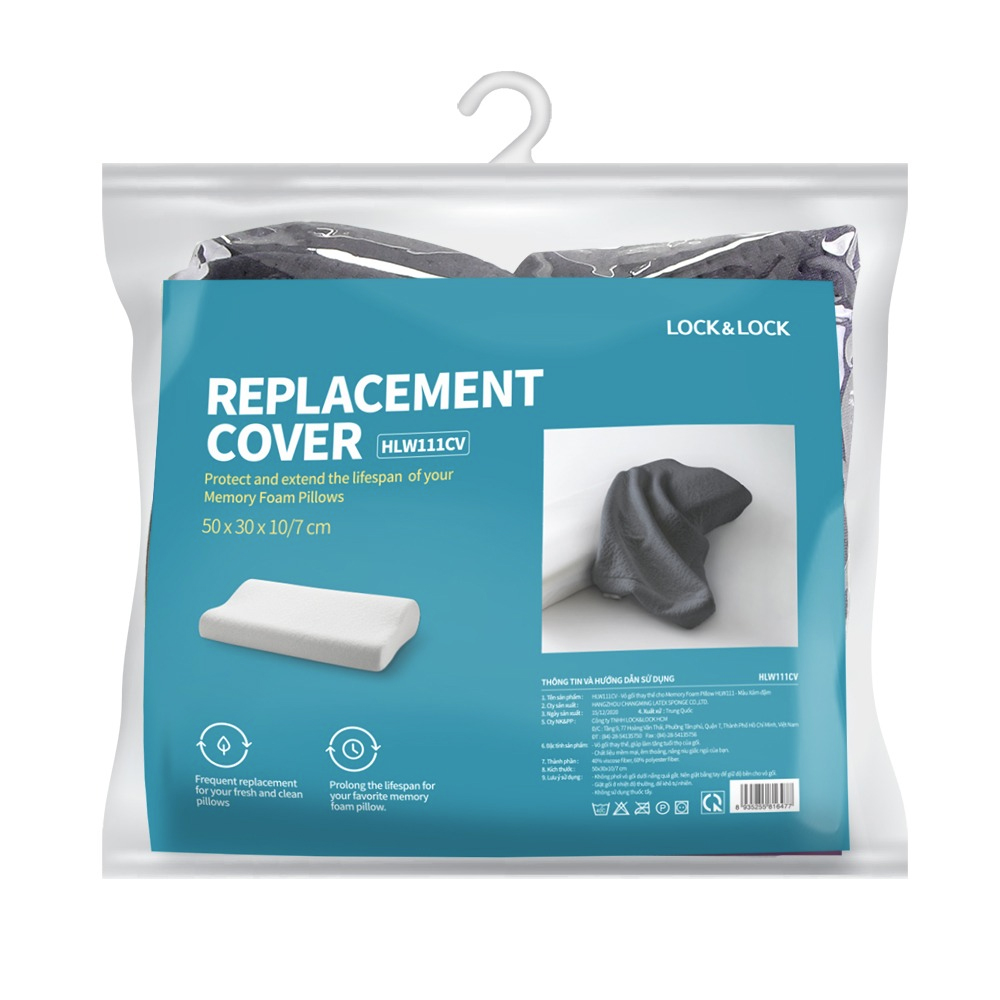 Vỏ Gối Thay Thế Cho Memory Foam Pillow Locknlock HLW111 - Màu Xám Đậm - HLW111CV